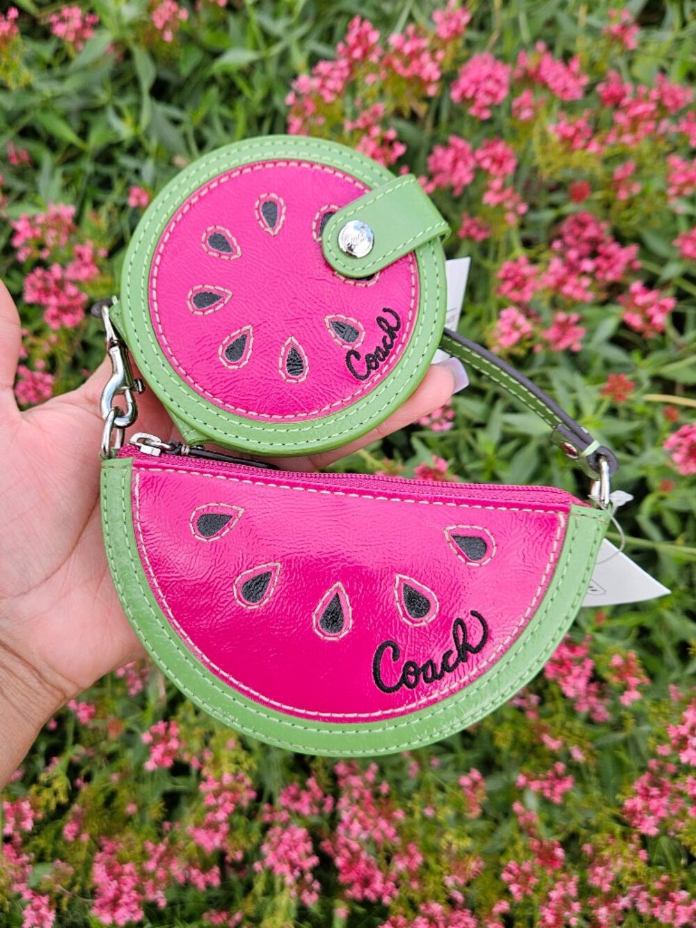 RARE Coach Y2K Watermelon Set 2-Way Compact Mirror & Mini Coin Pouch NWT HTF